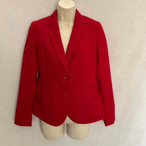 Talbots Red Wool Blend Blazer Jacket Lined Two Button Front, Size 2P - Picture 3 of 8